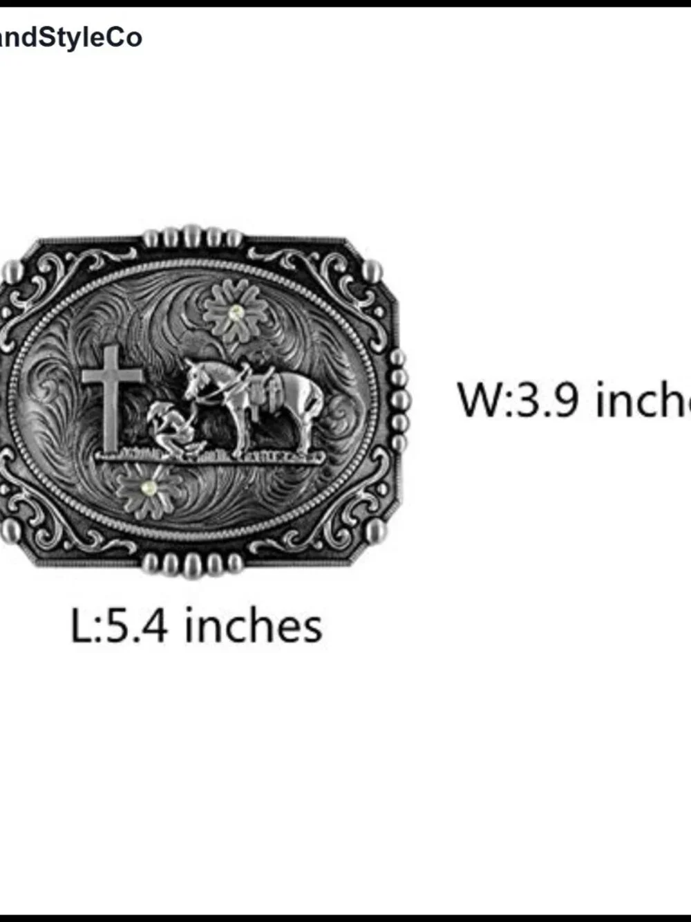 Western Cross Cowboy Kneeling Prayer Horse Belt Buckle - Zinc Alloy, Fits 1.5